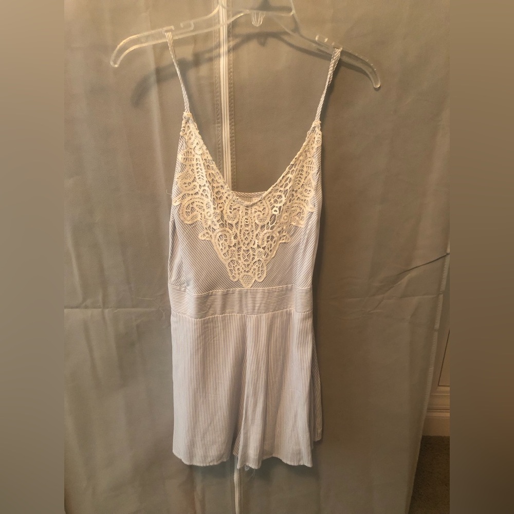 Blue and white striped romper, size XS